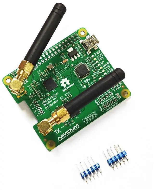 Alt view image 2 of 5 - AURSINC MMDVM Duplex Hotspot Module Dual Hat V1.5.2 Support P25 DMR YSF NXDN DMR Slot 1 + Slot 2 for Raspberry Pi, Pi Zero with USB Port (Without OLED)