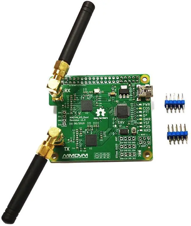 Alt view image 4 of 5 - AURSINC MMDVM Duplex Hotspot Module Dual Hat V1.5.2 Support P25 DMR YSF NXDN DMR Slot 1 + Slot 2 for Raspberry Pi, Pi Zero with USB Port (Without OLED)