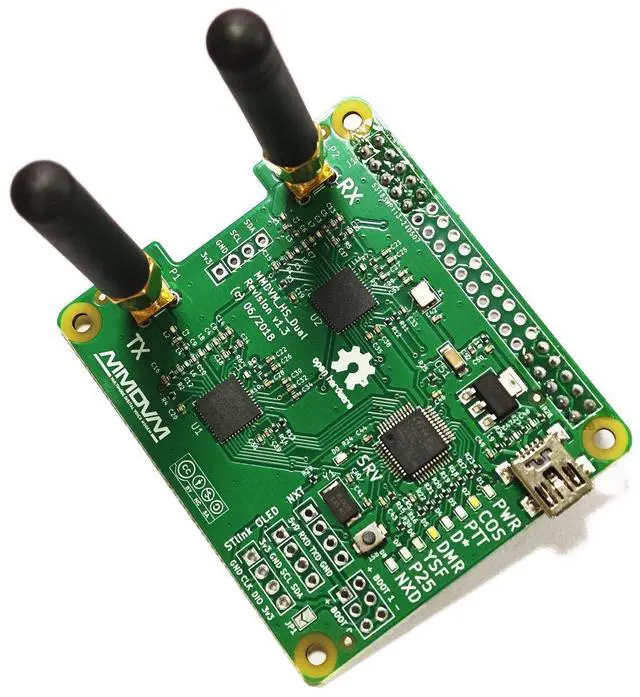 Alt view image 3 of 5 - AURSINC MMDVM Duplex Hotspot Module Dual Hat V1.5.2 Support P25 DMR YSF NXDN DMR Slot 1 + Slot 2 for Raspberry Pi, Pi Zero with USB Port (Without OLED)