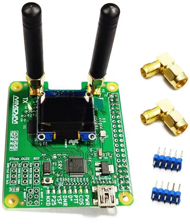 Alt view image 2 of 5 - AURSINC MMDVM Duplex Hotspot Module Dual Hat V1.5.2 with 0.96 OLED Display Support P25 DMR YSF NXDN DMR Slot 1 + Slot 2 for R Pi 1, 2/2b, 3/3b/3b+, 4/4b, Pi Zero, Zero 2W with USB Port (with OLED)
