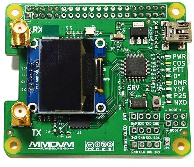 Alt view image 4 of 5 - AURSINC MMDVM Duplex Hotspot Module Dual Hat V1.5.2 with 0.96 OLED Display Support P25 DMR YSF NXDN DMR Slot 1 + Slot 2 for R Pi 1, 2/2b, 3/3b/3b+, 4/4b, Pi Zero, Zero 2W with USB Port (with OLED)
