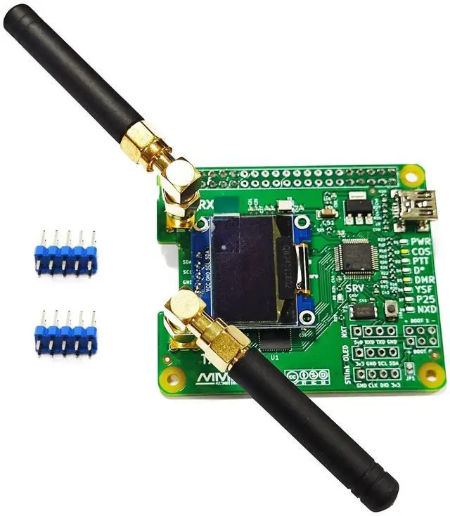 Alt view image 3 of 5 - AURSINC MMDVM Duplex Hotspot Module Dual Hat V1.5.2 with 0.96 OLED Display Support P25 DMR YSF NXDN DMR Slot 1 + Slot 2 for R Pi 1, 2/2b, 3/3b/3b+, 4/4b, Pi Zero, Zero 2W with USB Port (with OLED)