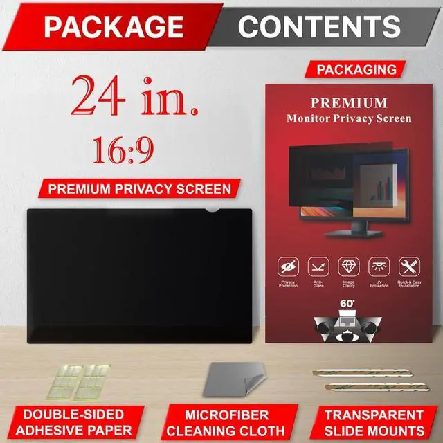 Alt view image 4 of 5 - APeiSi 24 Inch Privacy Screen Filter for Computer Widescreen 16:9 Monitor - Privacy Shield,Anti-Glare and Anti-Blue light Protector