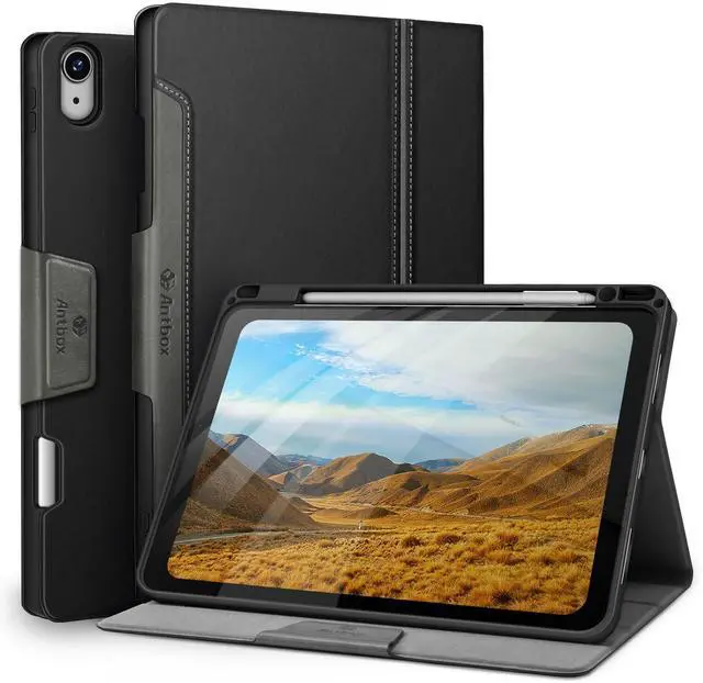 Main image of Antbox Case for iPad Air 11-inch M3 (2025) / M2 (2024), iPad Air 5th/4th Generation 10.9'' Vegan Leather with Pencil Holder Typing Angle Auto Sleep/Wake Muti-Stand (Black)