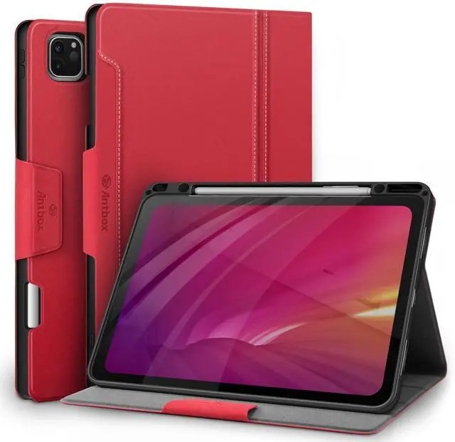 Main image of Antbox Case for iPad Pro 12.9'' 6th Generation (2022) 5th/4th/3rd Generation (2021/2020/2018), Built-in Pencil Holder Auto Sleep/Wake Function PU Leather Smart Cover (Red)