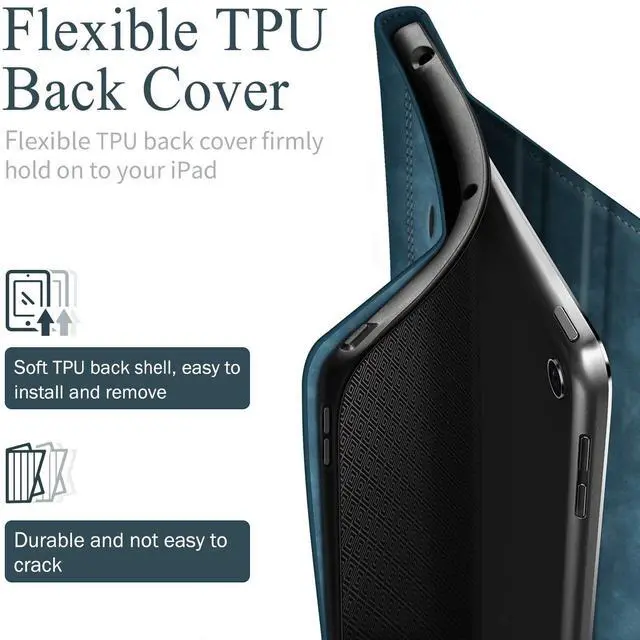 Alt view image 5 of 5 - Antbox Case for iPad 9th Generation (2021) iPad 8th/7th Generation with Pencil Holder Auto Sleep/Wake Function PU Leather Smart Cover for iPad 10.2''(Blue)