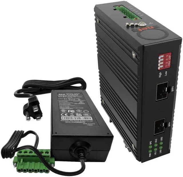 Main image of Extended Temperature Range 10G SFP+ to SFP+ Fiber to Fiber Media Converter - DIN Rail - 10G OEO 3R Transparent Repeater - 2 x Open SFP+ Slots - Supports 10GB SFP+ or 1GB SFP's - Without Transceivers