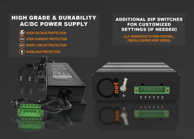 Alt view image 3 of 5 - Extended Temperature Range 10G SFP+ to SFP+ Fiber to Fiber Media Converter - DIN Rail - 10G OEO 3R Transparent Repeater - 2 x Open SFP+ Slots - Supports 10GB SFP+ or 1GB SFP's - Without Transceivers
