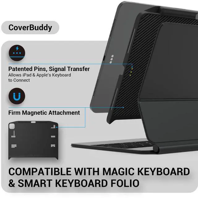 Alt view image 3 of 5 - SwitchEasy CoverBuddy Case for iPad Pro 11" Compatible with Magic Keyboard & Smart Keyboard Folio (Keyboard Not Included) | for 2018-2022 11" iPad Pro 1st-4th Gen / 10.9" iPad Air 4 & 5 - Black