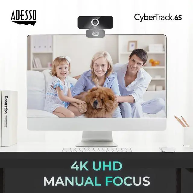 Alt view image 2 of 5 - Adesso 4K HDR Ultra HD USB Webcam CyberTrack 6S Camera for PC Laptop Adjustable Angle Field of View Built-in Noise Cancellation Microphone