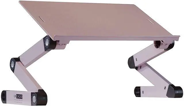 Alt view image 3 of 5 - Uncaged Ergonomics WorkEZ Adjustable Laptop Stand for Desk, Laptop Stand Adjustable Height, Foldable Aluminum Cooling Computer Holder & Riser for Desk Bed, Pink