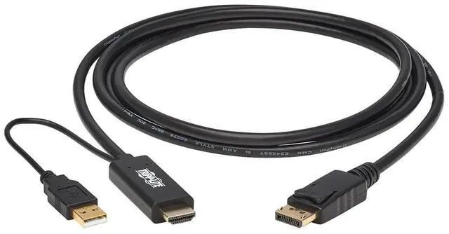 Alt view image 2 of 5 - Tripp Lite HDMI to DisplayPort Adapter Cable Active 4K USB Power M/M 2M (P567-02M)