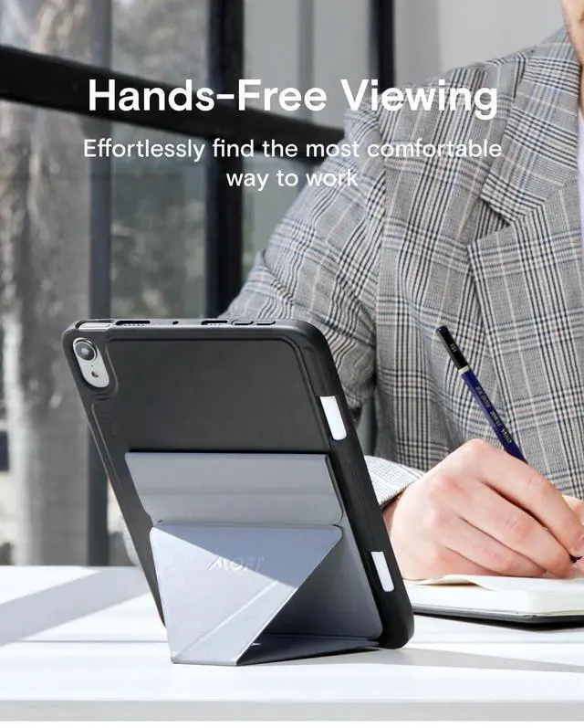 Alt view image 2 of 5 - MOFT Snap Tablet Stand Holder, Foldable and Adjustable in Portrait/Landscape, Ultra-Slim Design Ipad Stand for Desk, Compatible with iPad Pro iPad Air 9.7" and Larger Tablets, Cool Grey