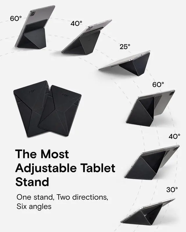 Alt view image 5 of 5 - MOFT Snap Tablet Stand Holder, Foldable and Adjustable in Portrait/Landscape, Ultra-Slim Design Ipad Stand for Desk, Compatible with iPad Pro iPad Air 9.7" and Larger Tablets, Cool Grey