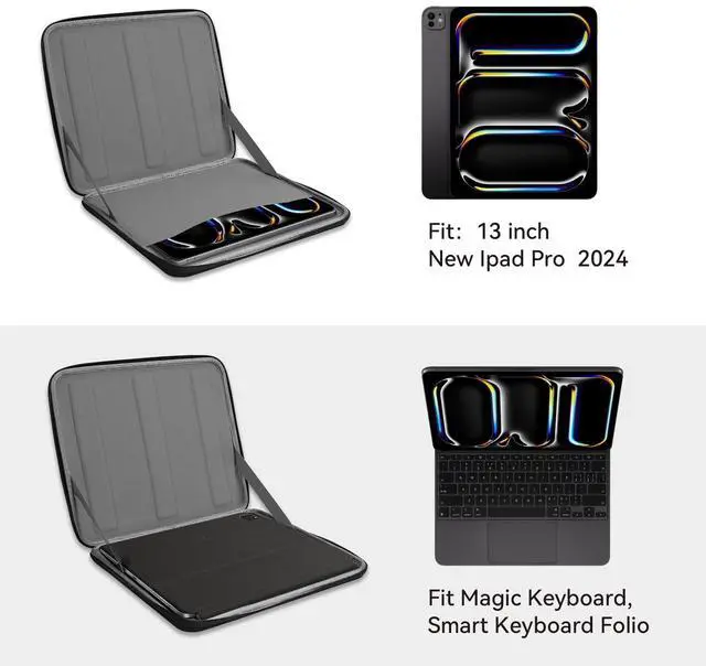 Alt view image 2 of 5 - Smatree iPad Hard Shell Case for 13inch iPad Air M3 2025,New iPad Pro/Air 2024 with Magic Keyboard, 12.7inch Yoga Tab Plus 2025, 12.9inch iPadPro 2021 5th/2020 4th/2018 3rd, Tablet Carry Case, Black