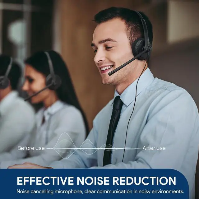 Alt view image 2 of 5 - Yealink UH34 USB Headset with Noise Cancelling Mic, Work Headset for PC, Teams Certified Headphones for VoIP Phone Softphone, in Line Control