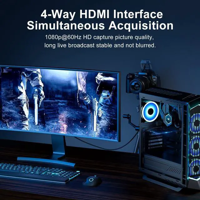 Alt view image 4 of 5 - ACASIS 4K HDMI PCIe x4 Video Capture Card Stream and Record in 1080p60 with Ultra-Low Latency for Video Conferencing, Teaching, Streaming, Broadcasting on OBS, Zoom, Teams with Multicam, PC