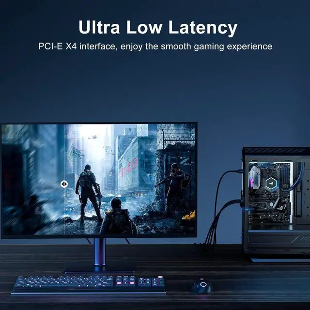 Alt view image 5 of 5 - ACASIS 4K HDMI PCIe x4 Video Capture Card Stream and Record in 1080p60 with Ultra-Low Latency for Video Conferencing, Teaching, Streaming, Broadcasting on OBS, Zoom, Teams with Multicam, PC