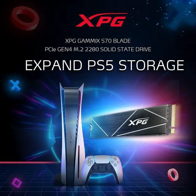 Alt view image 3 of 5 - XPG 1TB GAMMIX S70 Blade - Works with PlayStation 5, PCIe Gen4 M.2 2280 Internal Gaming SSD Up to 7,400 MB/s (AGAMMIXS70B-1T-CS)