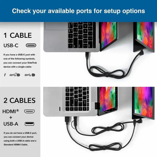 Alt view image 3 of 5 - SideTrak Solo Pro Triple Touchscreen Portable Monitor for Laptop | 2 Freestanding 15.6 FHD 1080P LED Screens | Compatible with PC & Chrome | USB-C or HDMI | Speakers & HDR Mode