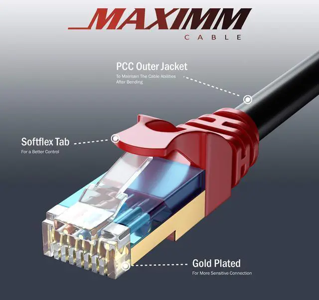 Alt view image 2 of 5 - Maximm Cat7 Outdoor Cable 300 feet - Black - Solid Copper 550Mhz, Waterproof Ethernet Cable Suitable for Direct Burial Installations.