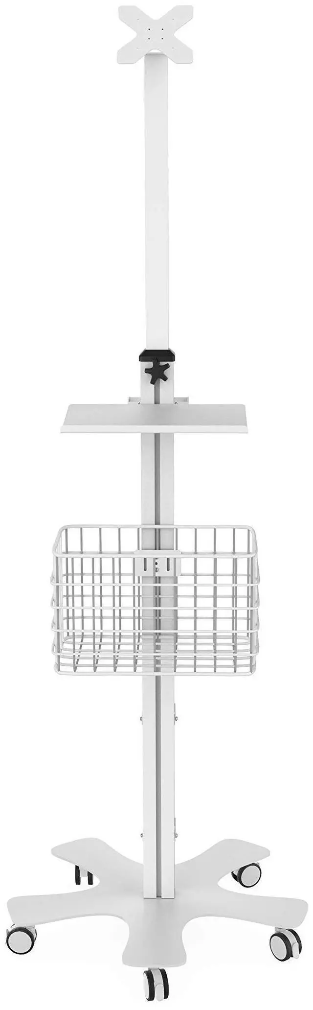 Alt view image 2 of 5 - Medical Floor Stand - CTA Adjustable Mobile Floor Stand with VESA Plate, Basket, Keyboard Tray, Navigation Handle, & Interior Cable Routing System  Compatible with Paragon Enclosures (ADD-MFS)