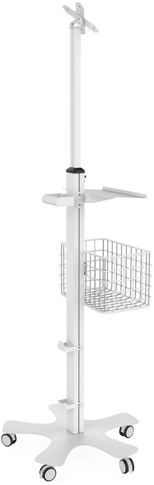 Alt view image 3 of 5 - Medical Floor Stand - CTA Adjustable Mobile Floor Stand with VESA Plate, Basket, Keyboard Tray, Navigation Handle, & Interior Cable Routing System  Compatible with Paragon Enclosures (ADD-MFS)