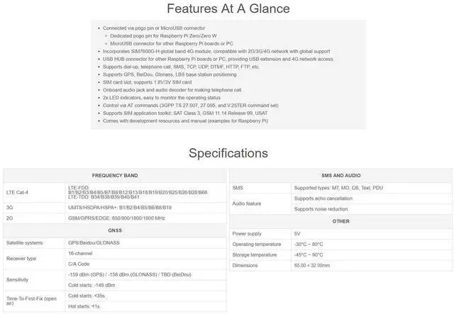 Alt view image 4 of 5 - Waveshare SIM7600G-H 4G HAT (B) for Raspberry Pi Supports LTE Cat-4 4G/3G/2G GNSS Positioning Global Band