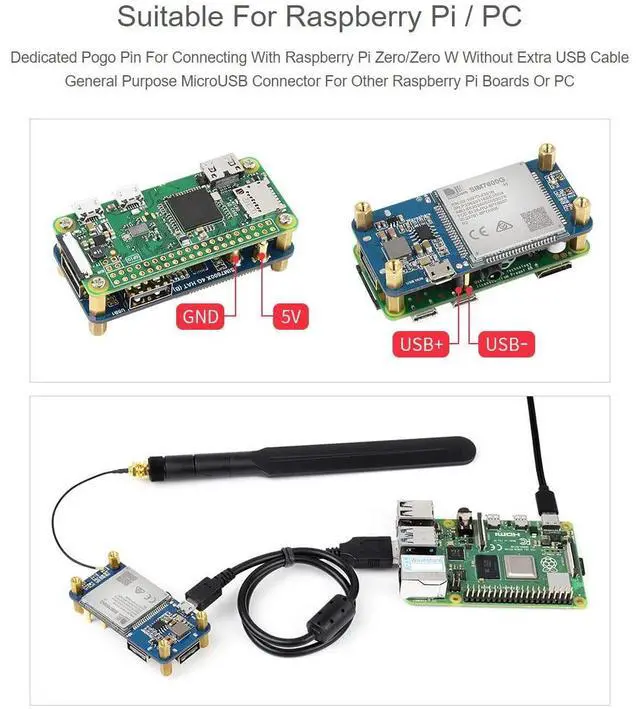 Alt view image 5 of 5 - Waveshare SIM7600G-H 4G HAT (B) for Raspberry Pi Supports LTE Cat-4 4G/3G/2G GNSS Positioning Global Band