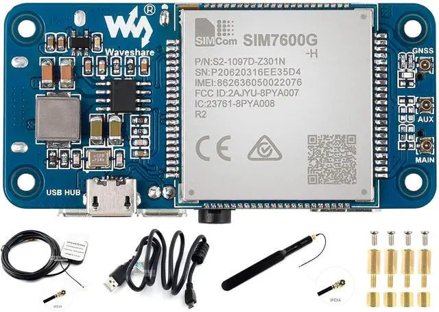 Main image of SIM7600G-H 4G HAT Module for Raspberry Pi and PC,Support LTE Cat-4 4G 3G 2G Communication and GNSS Positioning,Global Band,up to 50Mbps Uplink, 150Mbps Downlink