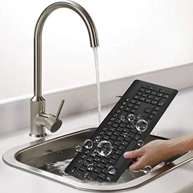 Alt view image 4 of 5 - BoxWave Keyboard Compatible with HP Elite x2 1013 G3 Notebook PC - AquaProof USB Keyboard, Washable Waterproof Water Resistant - Jet Black