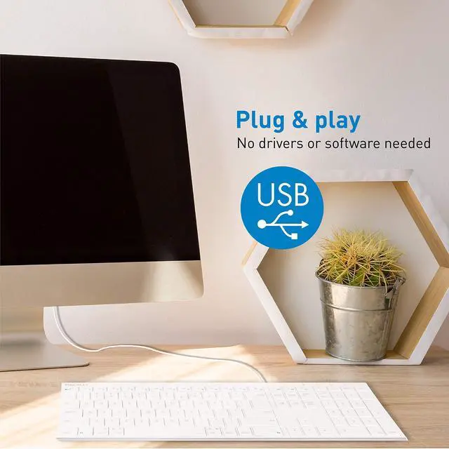 Alt view image 5 of 5 - Macallly Ultra Slim Wired Computer Keyboard and Ergonomic Laptop Stand, Ultimate Mac Accessories