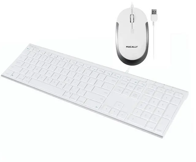 Main image of Macally Ultra Slim Wired Computer Keyboard and a Silent Wired Mouse, Essential Office Accessories