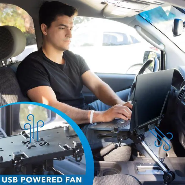Alt view image 2 of 5 - Mount-It! Laptop Vehicle Mount | No-Drill Computer Mounting Bracket for Front Passenger Seat | Sturdy and Full Motion Lockable Joints, Fits Laptops Up to 17"