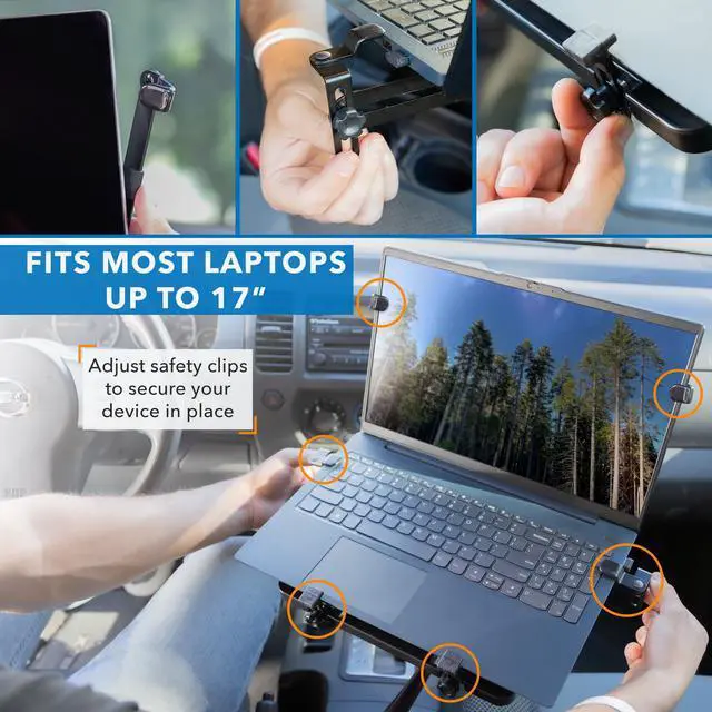 Alt view image 5 of 5 - Mount-It! Car Laptop Mount for Commercial and Personal Use Vehicles | Heavy-Duty No Drill Notebook Vehicle Stand for Trucks, Vans and SUVs