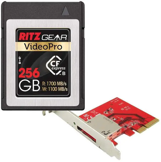 Main image of Ritz Gear Video Pro CFExpress Card 256GB Type B (1700/1100 R/W) with PCIe 3.0 X4 Host Adapter