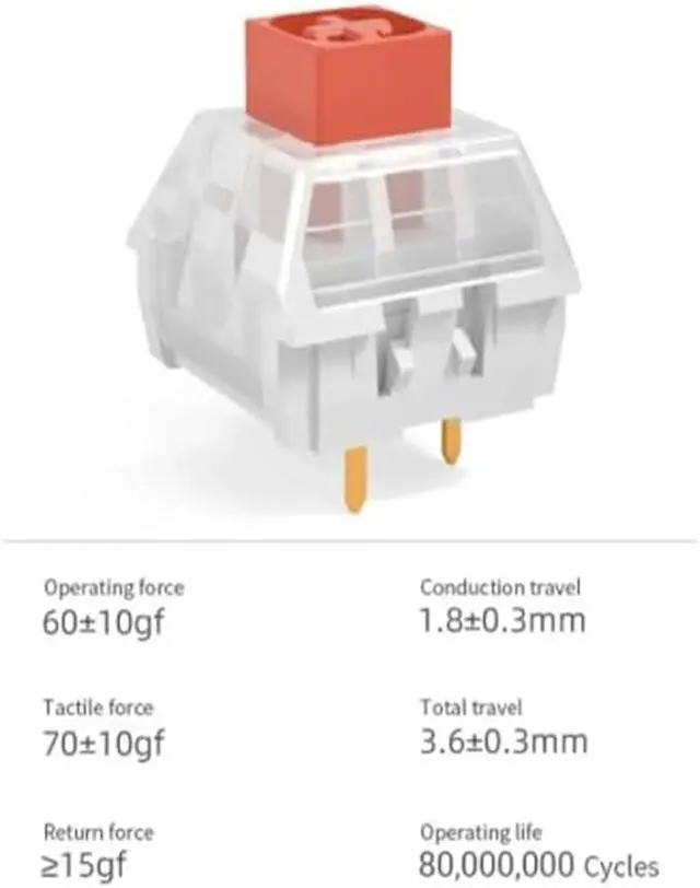 Alt view image 3 of 5 - Kailh Box Heavy Orange Switches for DIY Mechanical Keyboard,3-pin/60gf Tactile/RGB/LED/IP56 Water&Dustproof/Long Life switches(Orange,72pcs)