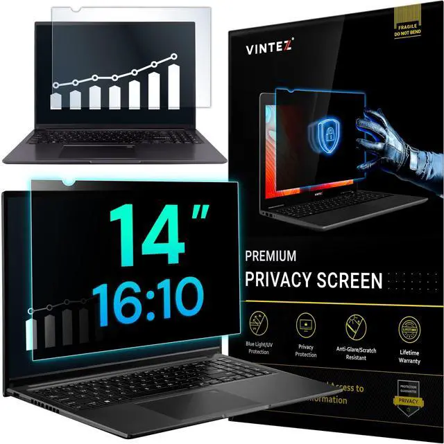 Main image of VINTEZ 14 Inch 16:10 Privacy Screen for Computer Monitor and Laptop - Anti Glare Protector Film Blue Light Filter Eye Protection - Computer Screen Privacy Shield, [1 Pack]
