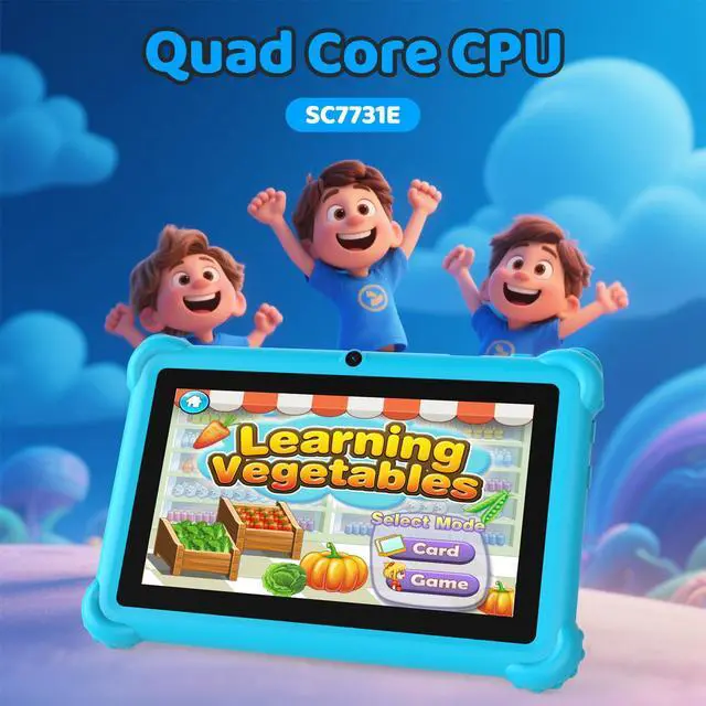 Alt view image 3 of 5 - WUIUHOU Kids Tablet 7 inch Android 12.0 Toddler Edition, IPS Screen, 4GB RAM 32GB ROM, Bluetooth, Parental Controls, Dual Camera, Fine Case for Educational Gaming.