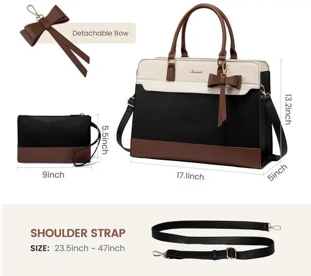 Alt view image 2 of 5 - LOVEVOOK Laptop Tote Bag for Women,Leather Work Bag, Waterproof Business Teacher Bag,Large Computer Handbag Purse Briefcase,Office Gifts for Women