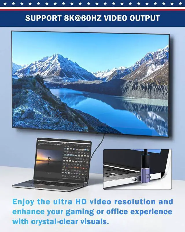 Alt view image 5 of 5 - ShineeKee 90 Degree USB C Right Angle Adapter 40Gbps Data Transfer USB 4.0/Thunderbolt 4 Type C Male to Female Connector Extender for Mobile Phone, Switch, Steam Deck, Tablet, Laptop (8 Pack)