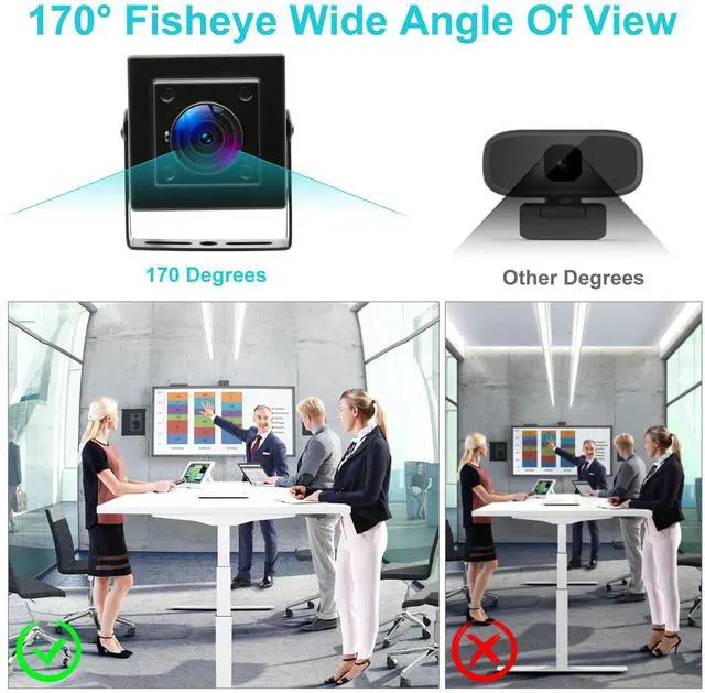 Alt view image 2 of 5 - Fisheye USB Camera Wide Angle 1080P 30fps - H.264 Low Light Webcam with Microphone for PC Windows MacOS Linux Android - Metal Housing Security Camera for Video Calls, 3d Printer, Zoom/Skype/Teams