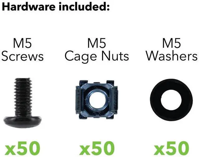 Alt view image 2 of 3 - NavePoint M5 Cage Nuts and Screws for Server Shelves Cabinets - 50 Pk Rack Mount