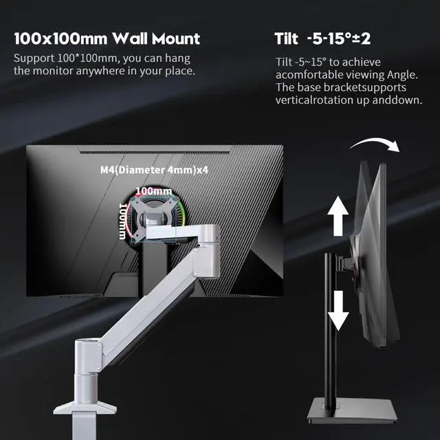 Alt view image 5 of 5 - Viewedge 27 inch Gaming Monitor QHD (2560x1440p) 240Hz Computer Monitor, 1ms HDR10 IPS DisplayPort HDMI 2K Vertical Monitor, Wall Mountable Built-in Speakers