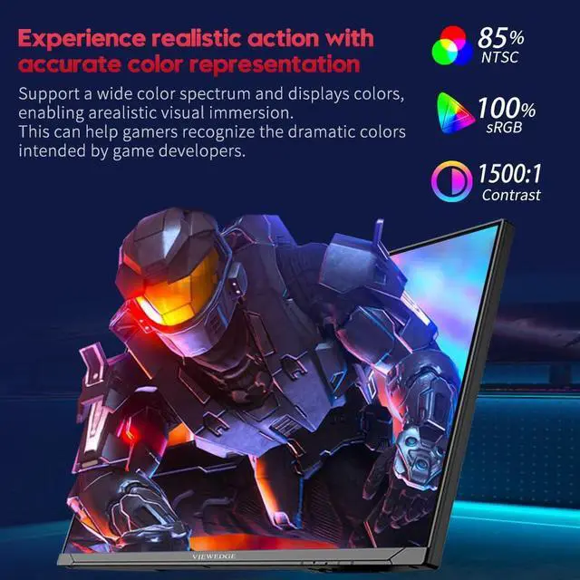 Alt view image 4 of 5 - Viewedge 27 inch Gaming Monitor QHD (2560x1440p) 240Hz Computer Monitor, 1ms HDR10 IPS DisplayPort HDMI 2K Vertical Monitor, Wall Mountable Built-in Speakers