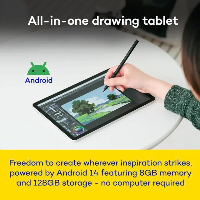 Alt view image 5 of 5 - Wacom MovinkPad 11, Android Mobile Drawing Tablet, 11" with Battery-Free Slim Pro Pen 3, 8GB RAM/128 GB Storage, Quick Draw Feature, Anti-Glare Etched Glass Matte Screen, No Computer Needed
