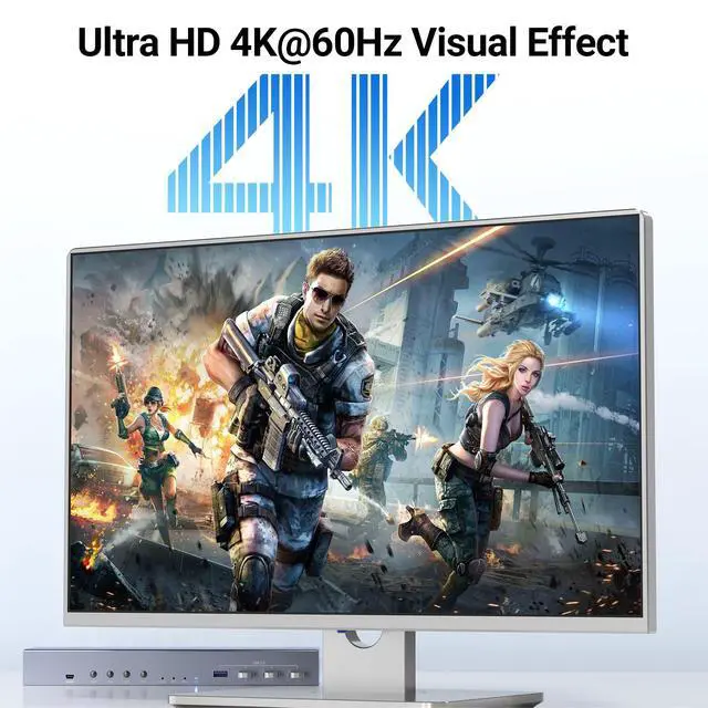 Alt view image 3 of 5 - HDMI + Displayport KVM Switch 2 Monitors 4 Computers, USB3.0 4K60Hz Dual Monitor HDMI DP KVM Switch 4 Port for Managing 4 Computers with 1 Set of Keyboard, Mouse and 2 Monitors