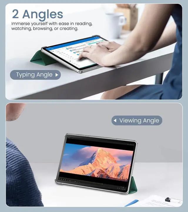 Alt view image 4 of 5 - MoKo Case Fits Amazon Kindle Fire Max 11 Tablet (13th Gen, 2023 Release) 11" - Slim PU Leather Trifold Stand Cover for Fire 11 Tablet Frosted Hard Back Shell with Auto Wake/Sleep, Pine Green