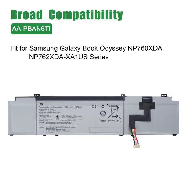 Alt view image 4 of 5 - JIAZIJIA AA-PBAN6TI Laptop Battery Replacement for Samsung Galaxy Book Odyssey NP760XDA NP762XDA-XA1US Series Notebook Black 11.58V 83.14Wh 7180mAh