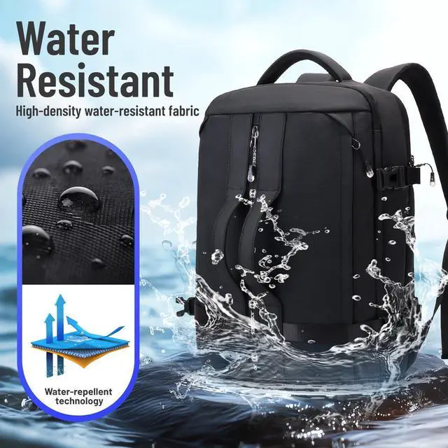 Alt view image 4 of 5 - 50L Travel Backpack for Women & Men,Airline Approved Carry On Luggage,TSA Overnight Bags,Waterproof Personal Item Bag,Weekender Essentials Backpacks fits 17" Laptop Business Smart Backpack-Black